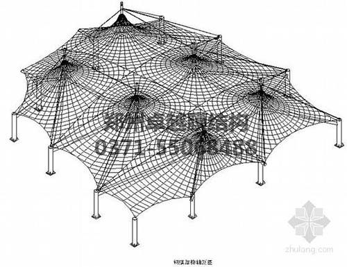 設(shè)計圖中可以看出索膜結(jié)構(gòu)一般由膜材、索結(jié)構(gòu)、支架結(jié)構(gòu)三部分組成