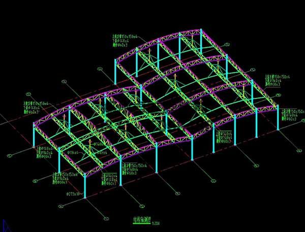 邵陽(yáng)市新邵縣法治廣場(chǎng)門(mén)球場(chǎng)膜結(jié)構(gòu)罩棚/頂棚結(jié)構(gòu)軸測(cè)圖